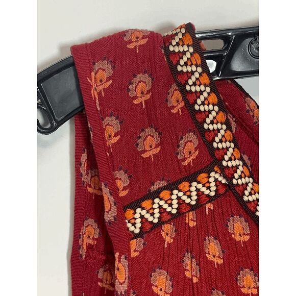 Patrons of Peace Women's Sangria Floral Embroidered Indian Tank Top Red Small - Picture 4 of 11